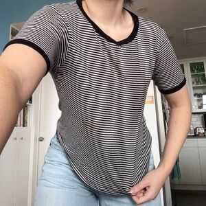 Brandy melville Black and White Striped Women's Tee